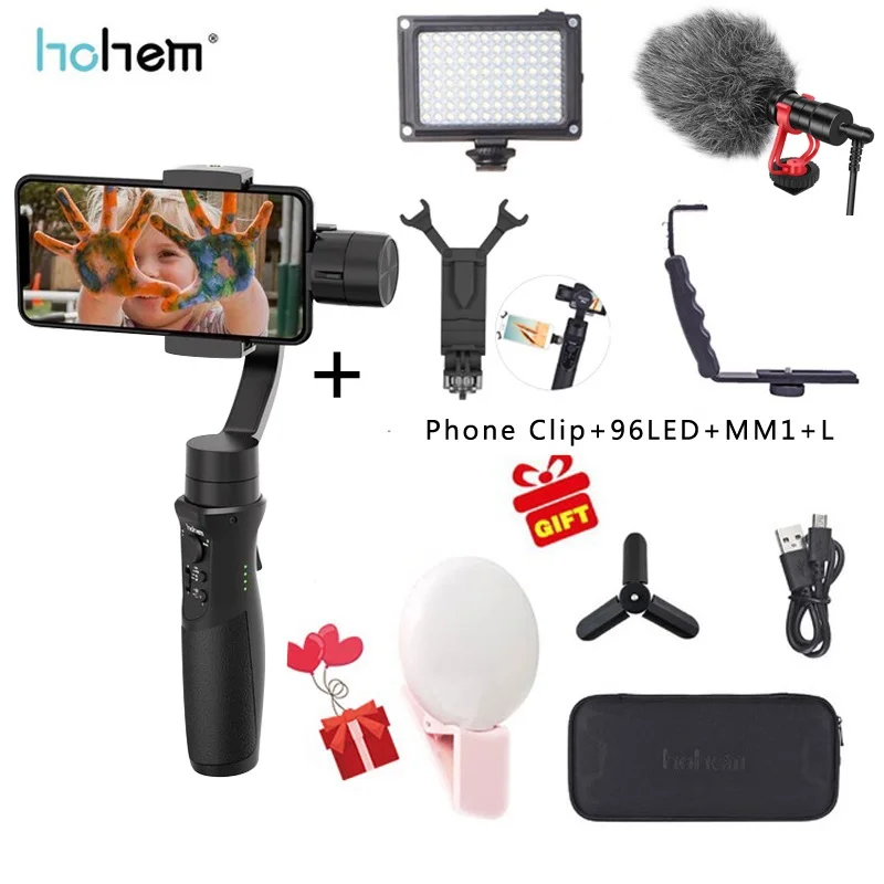 Plus w l fm1 mic led Hohem iSteady мобильный+ плюс карданный 3-осевой ручной смартфон стабилизатор для iPhone XS XR X 8 7 6 для samsung huawei Gopro - Цвет: Plus w l fm1 mic led
