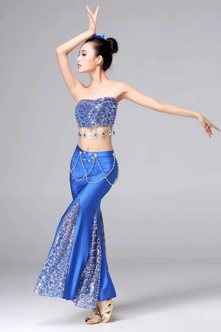 Женский костюм для танца живота комплект из топа с юбкой и юбки павлином