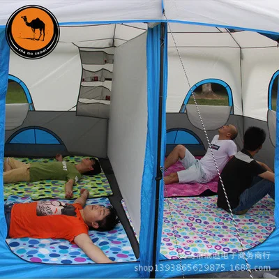 Kaufen Kamel Im Freien Zelt 10-12 Menschen Fahren Zwei-schlafzimmer Doppel Automatische Zelt Zelt Camping