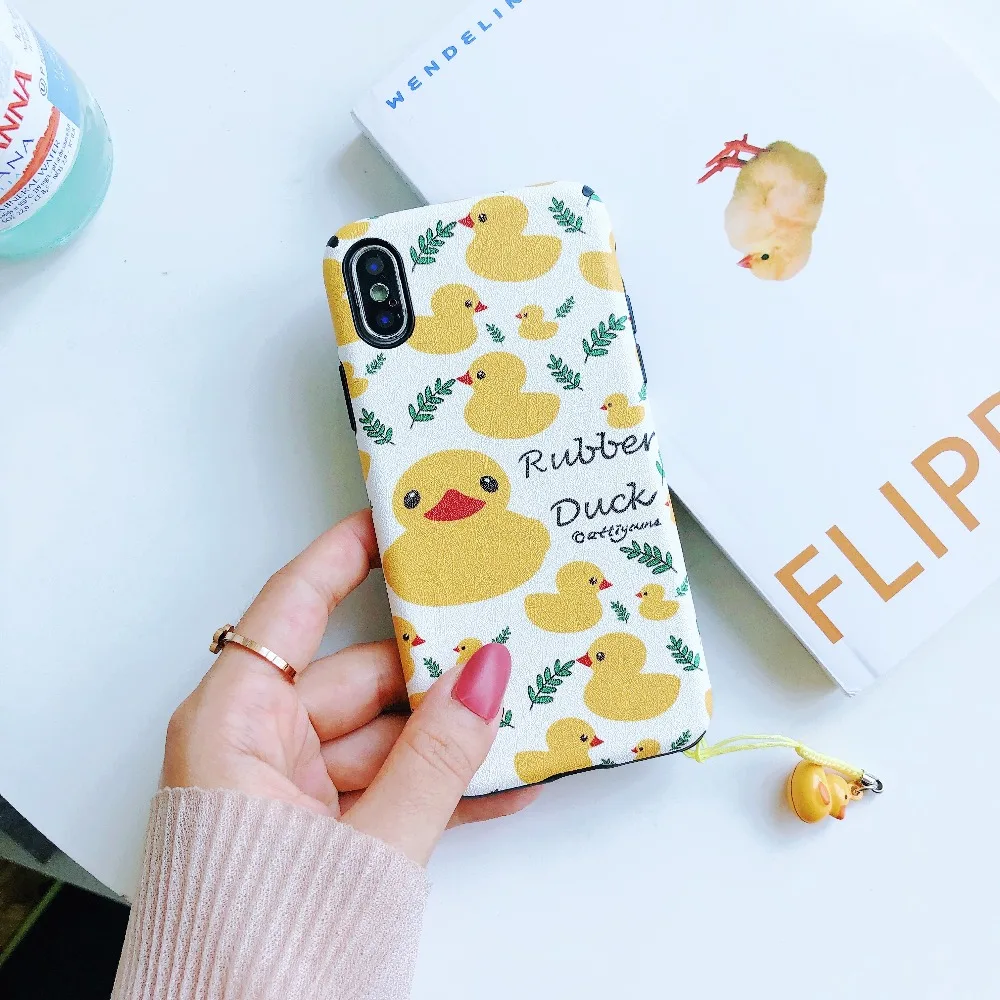 ORYKSZ Cartoon Phone Case For iphone 7 6S x 8 Plus Cases Cute Duck Patterned Silicone Soft Matte Cover Capa |