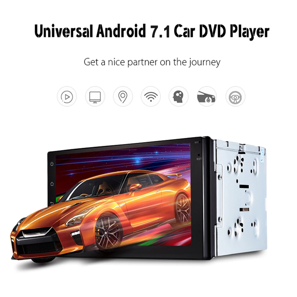 2din Android 7 1 автомобильное радио для Bluetooth Стерео gps wifi RDS FM touch 1024x600 Универсальный dvd