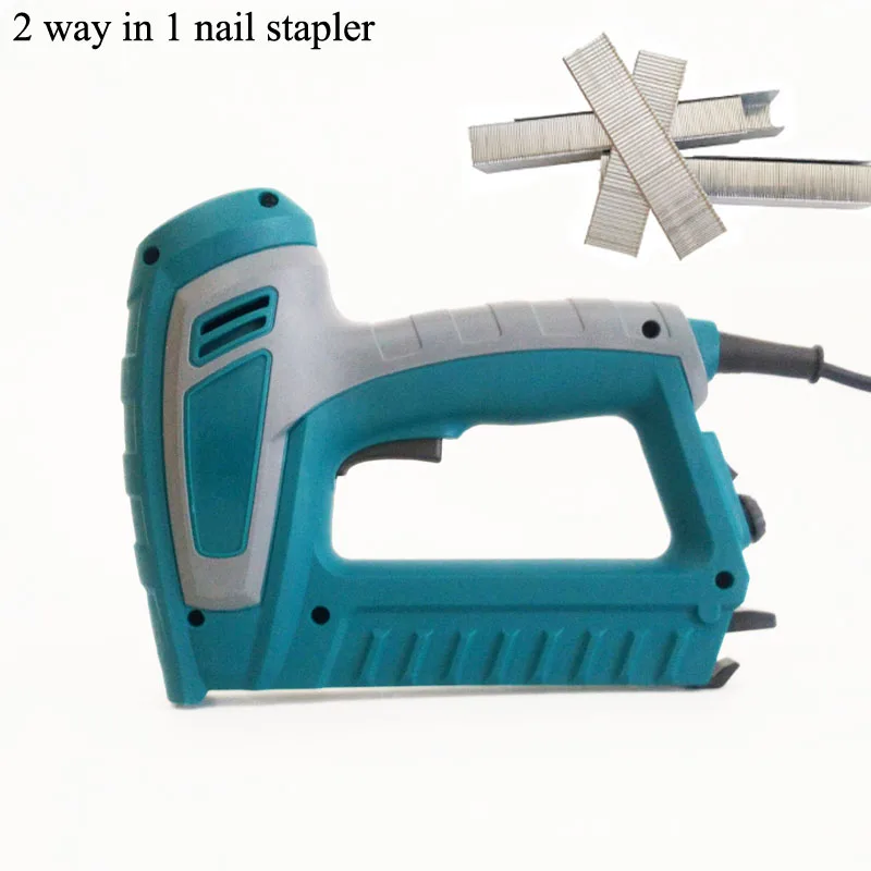220-240 В 2-сторонний в 1 Электрический строительный пистолет, пистолет для ногтей, регулируемый мощный инструмент для деревообработки с гвоздями 500 шт. 220-240 В 2-сторонний в 1 Электрический строительный пистолет, пистолет для ногтей, регулируемый мощный инструмент для деревообработки с гвоздями 500 шт.