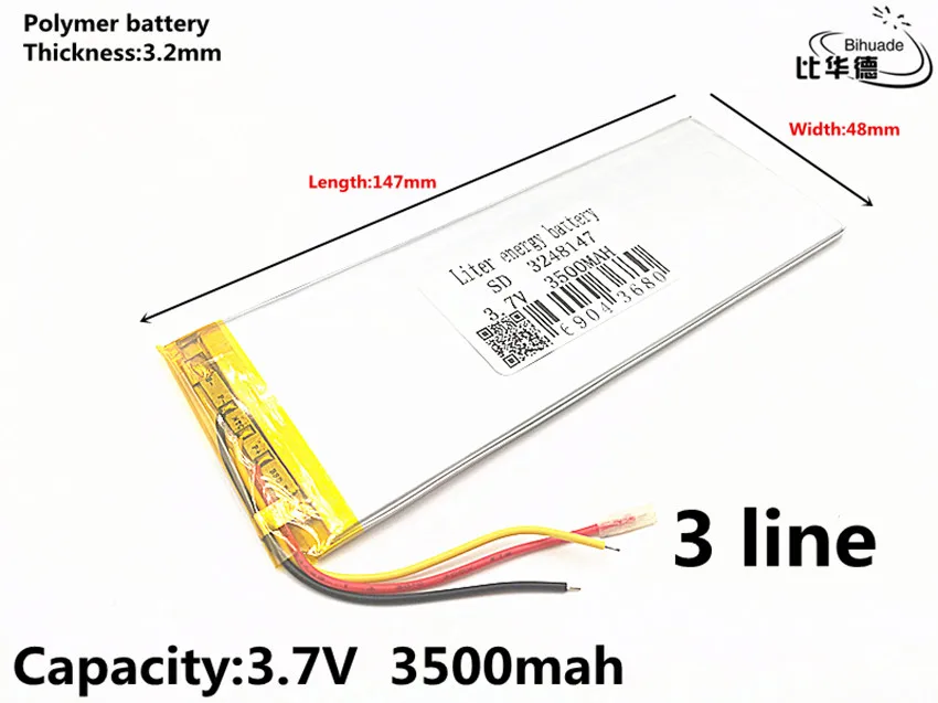 Хорошего качества 3 провода Упаковка универсальных батареек для " Irbis TX69 TX77 TX17 3g Tablet внутренняя 3248147 3500 мАч