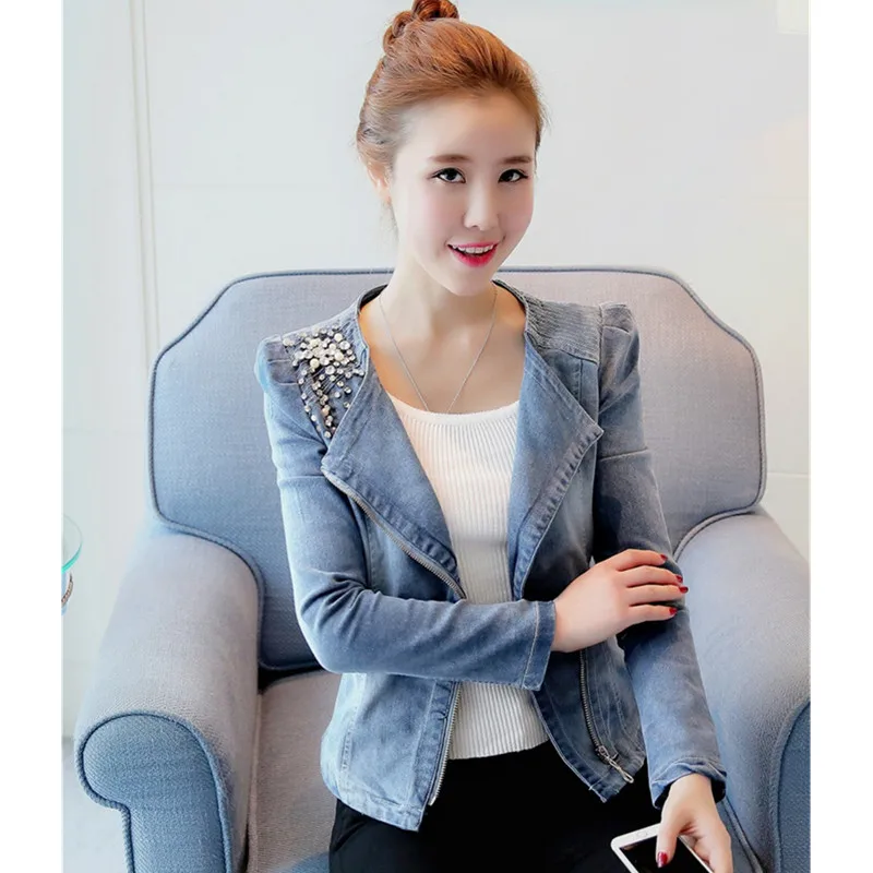 Женская джинсовая куртка пальто весна 2019 новый модный костюм короткий