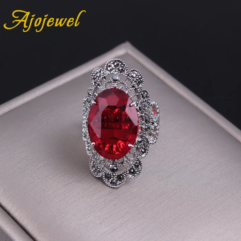 Женское кольцо с крупным овальным красным кристаллом фианитом|crystal rings for women|crystal