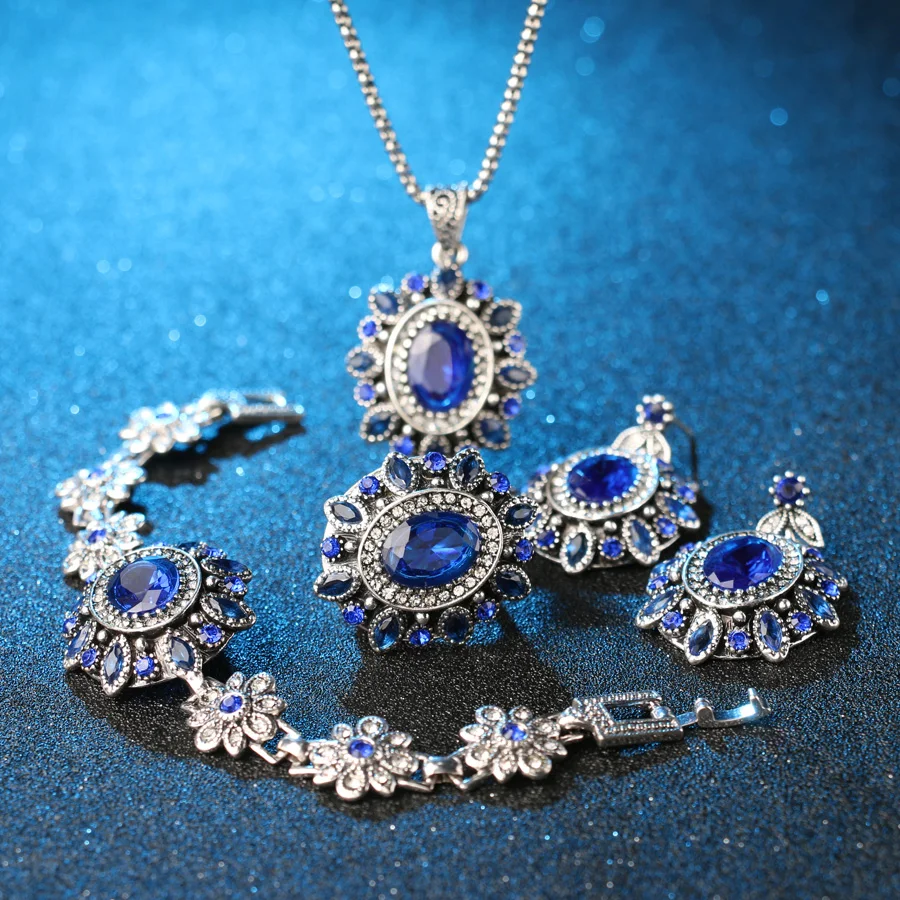 Комплект из колье серёг кольца и браслета серебристого цвета|bracelet earrings|jewelry setsset