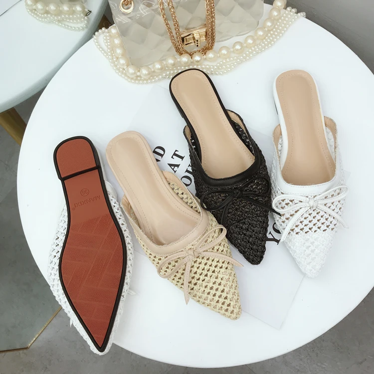 NIUFUNI/летние шлепанцы из ротанга Разноцветные повседневные домашние тапочки с