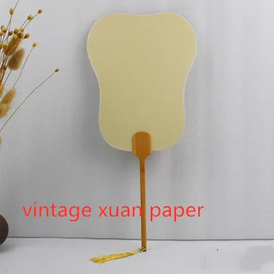 vintage bajiao Взрослый DIY пустой китайский веер Утолщаются Двойной бумаги Xuan декоративный ручной вентилятор традиционное ремесло бамбуковая Ручка Вентилятор - Цвет: vintage bajiao