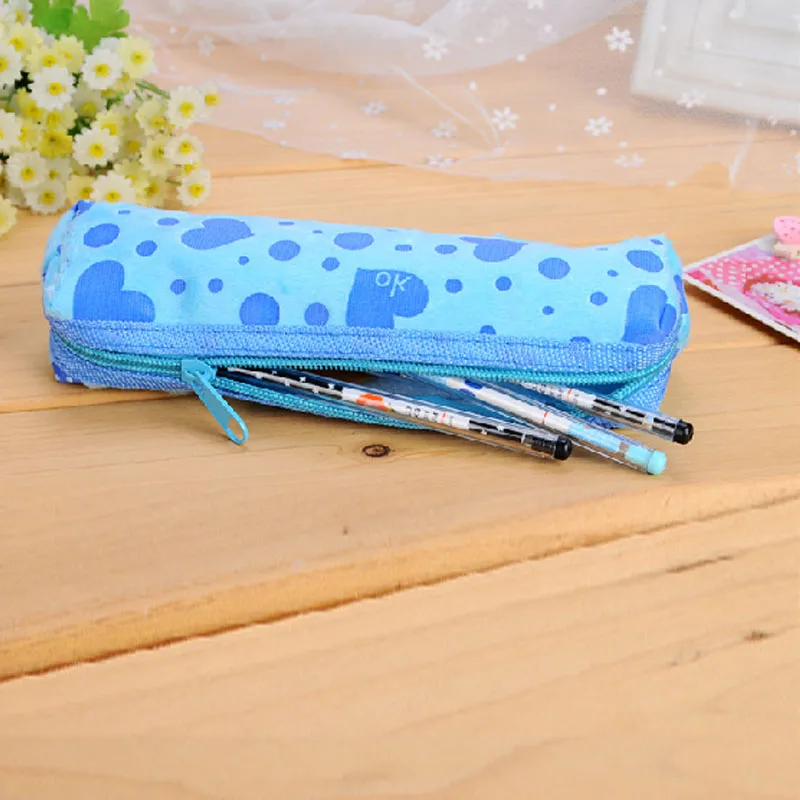 Милый бархатный пенал ярких цветов с сердечками креативный для карандашей