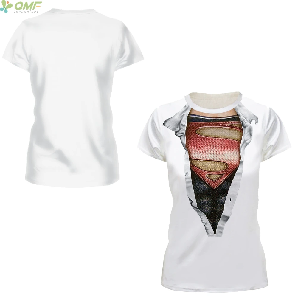 Cartoon Superhero Supergirl 3D Print T-shirts Ladies Fashion Women Tops Short Sleeve Casual Tees Superman Streetwear Tshirt Slim | Женская