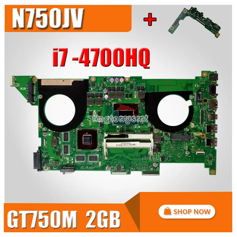 Отправить baord + N750JV материнская плата REV 2 0 GT750M Гб i7 4700HQ для For Asus N750J N750JK ноутбука
