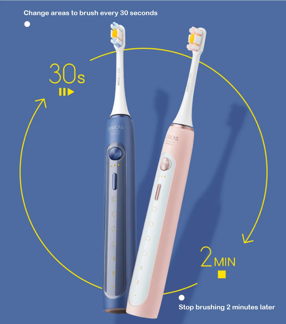 Xiaomi Soocare Soocas X5 ультра звуковая электрическая зубная щетка USB перезаряжаемая автоматическая зубная щетка Водонепроницаемая с 3 головками