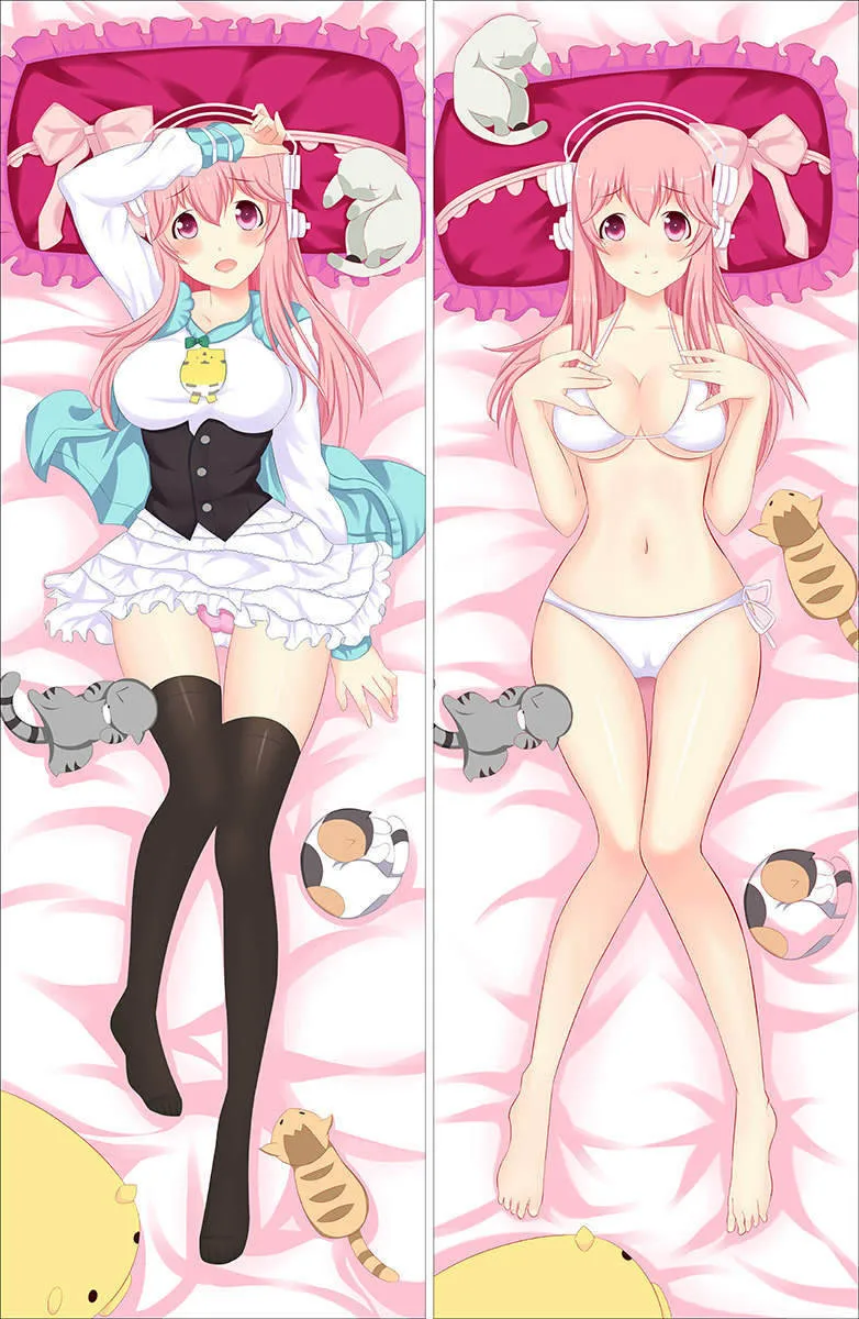 Обновленная популярная музыка девушка Супер sonico аниме персонаж Сексуальная большая грудь девушка супер pochaco Подушка Наволочка