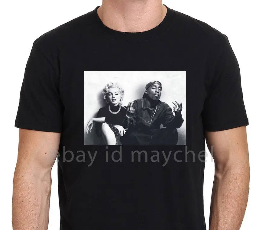 

Мужская футболка с надписью «Legend Marlyn And Tupac», черная дизайнерская Повседневная футболка с круглым вырезом, для взрослых, 2019