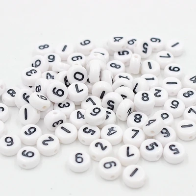 number round white Много видов 6 мм 100 шт бусины в форме букв алфавита акриловые бусины для изготовления ювелирных изделий для женщин и детей DIY браслет ожерелье Фурнитура - Цвет: number round white