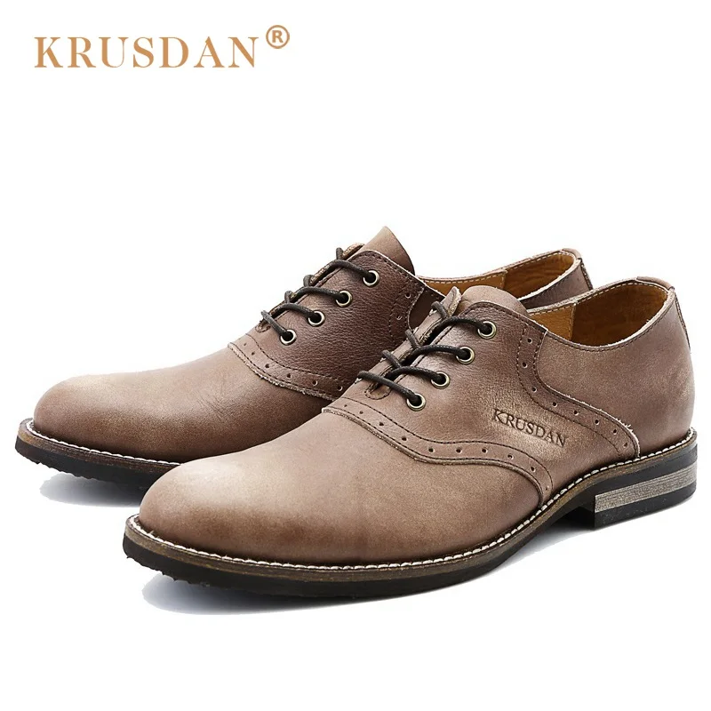 Krusdan винтажные формальный человек Дерби Туфли под платье Натуральная кожа