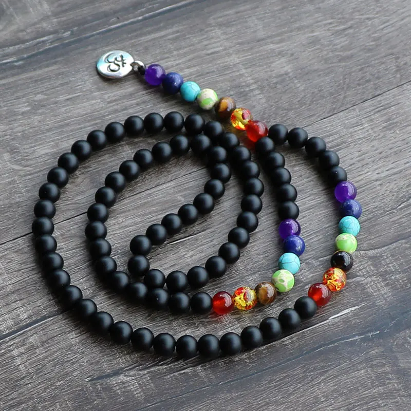 Fashion Women Jewelry Long Necklace Ohm Nature Stone Pendant Meditation Bead Yoga 7 Chakra | Украшения и аксессуары