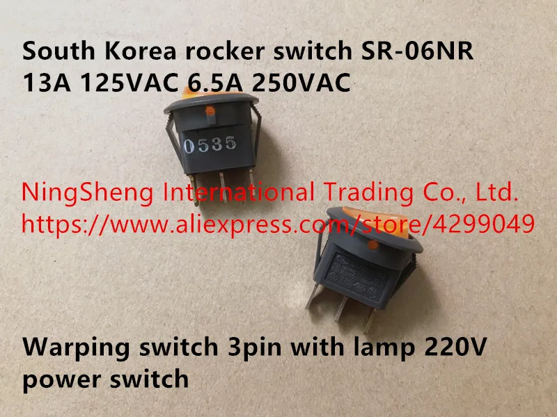 Original new 100% rocker switch SR-06NR 13A 125VAC 6.5A 250VAC warping 3pin with lamp 220V power | Обустройство дома