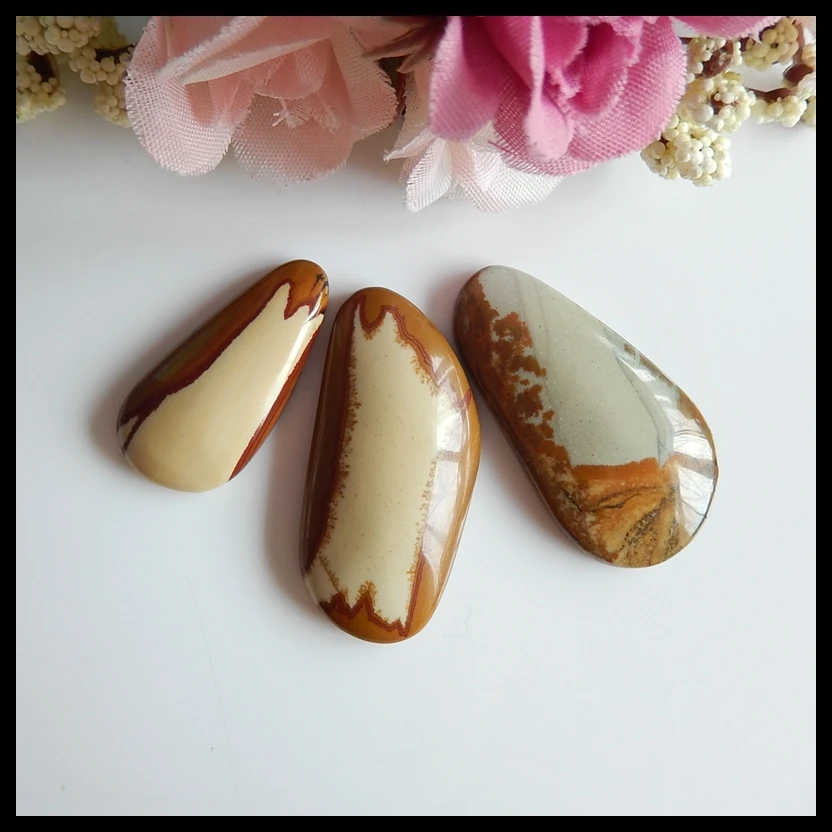 3 pcs Semi-precious stones US Picture Jasper fashion pendant Cabochons 36x19x5mm 28x14x5mm 14.7g | Украшения и аксессуары