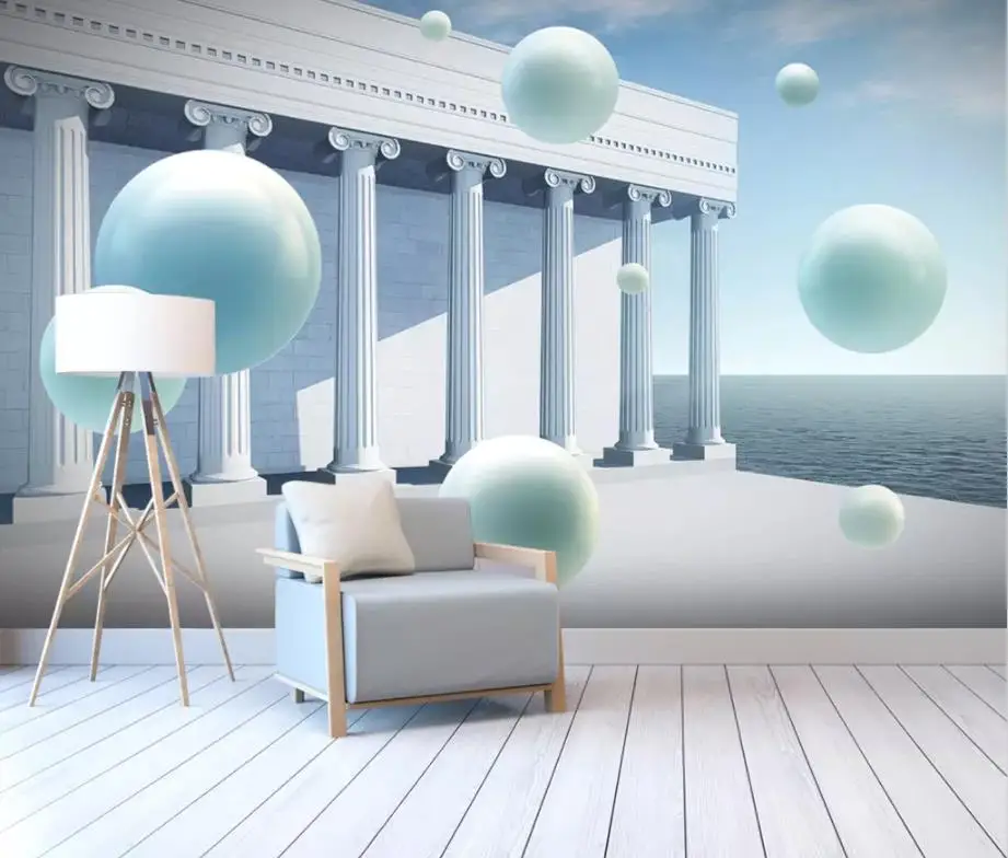 Пользовательские обои римские колонны мячи для гостиной 3d фон Настенные