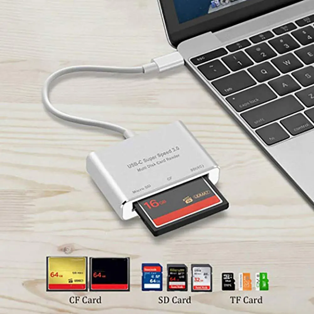 USB C 3 0 кард ридер Leadzoe алюминиевый тип слотный флеш для CF/SD/TF Micro SD/MD/MMC/SDHC/SDXC