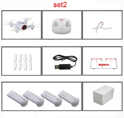 Set 2 Syma X22W Wifi FPV Карманный Дрон HD камера Безголовый режим RC Дрон с планом полета и управлением приложением белый - Цвет: Set 2