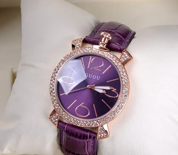 Оригинальные Guou женские часы высокого качества модные алмазные gaga повседневные