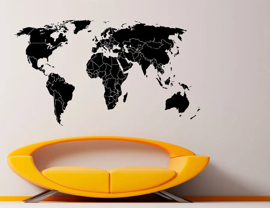 Карта мира настенная виниловая наклейка творческое искусство интерьер домашний