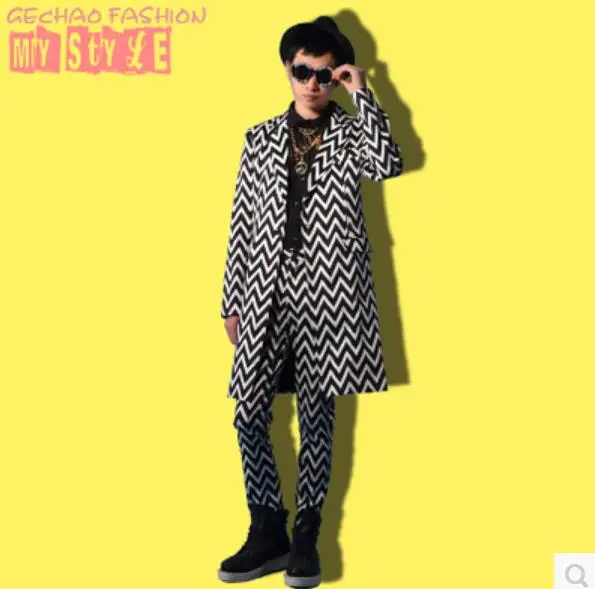 S-5XL! Новинка 2017 Мужская одежда индивидуальный черный белый полосатый костюм