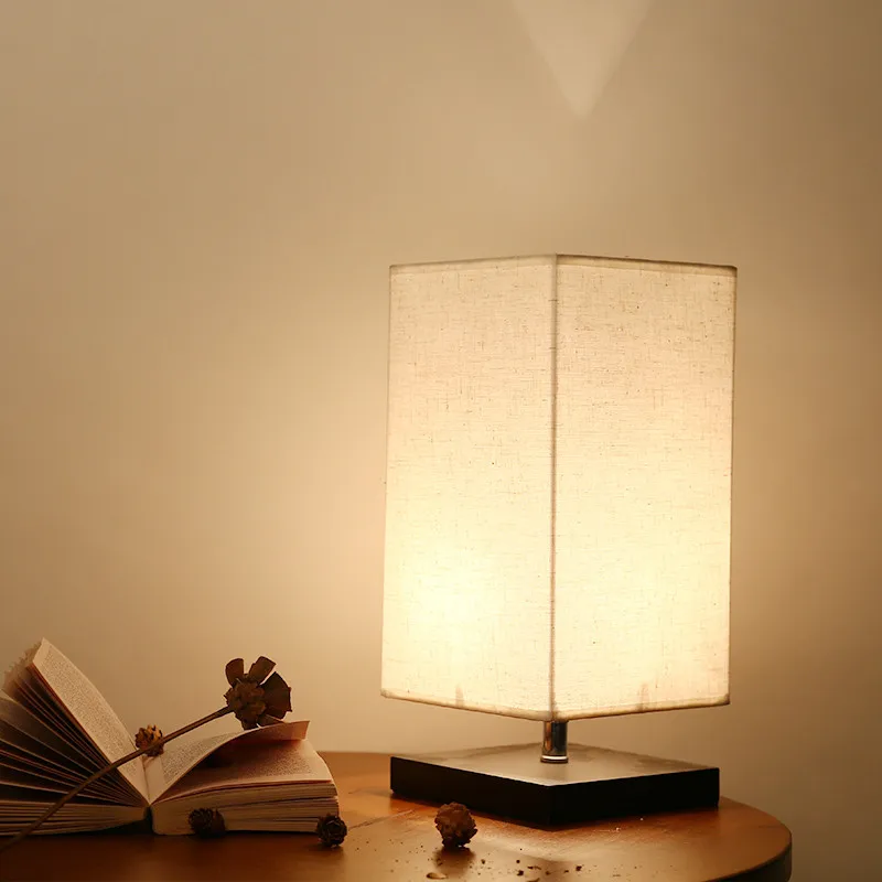 

Simple LED Wood Table Lamp Cloth Lampshade Desk Lamp Reading Lamp Night Light for Bedroom Bedside Study Room Lighting Fixtures