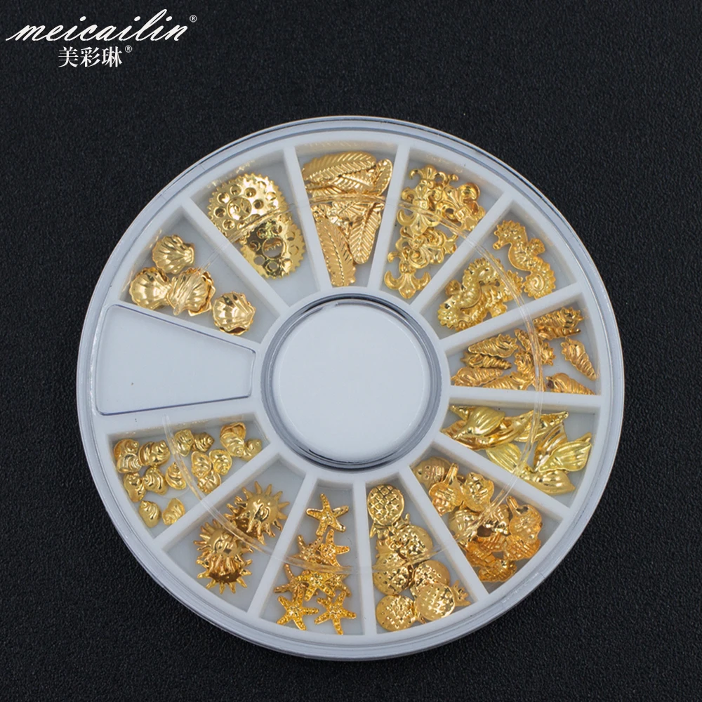 Новинка металлические аксессуары для 3D дизайна ногтей золотые серебряные
