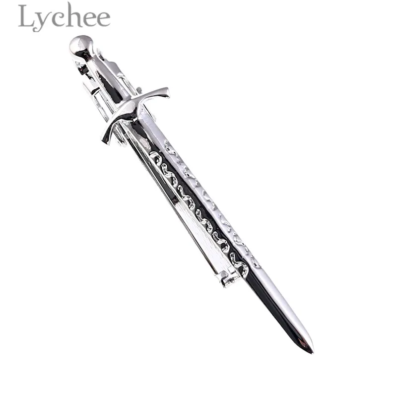 Sword Lychee Модная медная зажим для галстука с мачете, серебряный цвет, мужской галстук с зажимом, высокое качество, ювелирные изделия для мужчин - Окраска металла: Sword