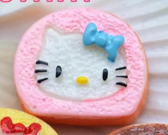 10 шт. hello kitty Печенье Смола плоская спина, кабошон муляж еды искусство поставка украшения Шарм DIY ремесло - Цвет: pink 10pcs