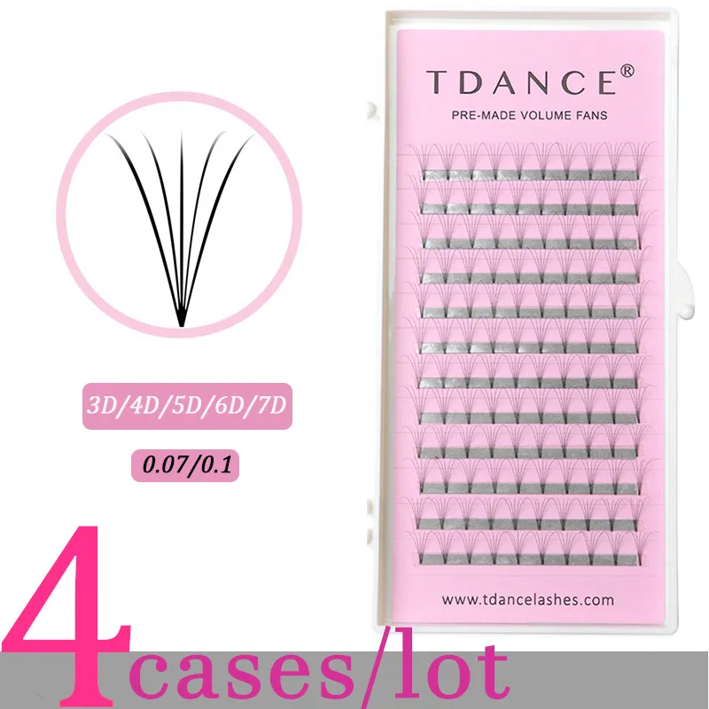 Накладные ресницы TDANCE 3D/4D/5D/6D/7D 4 лотка/партия для русского объема наращивание