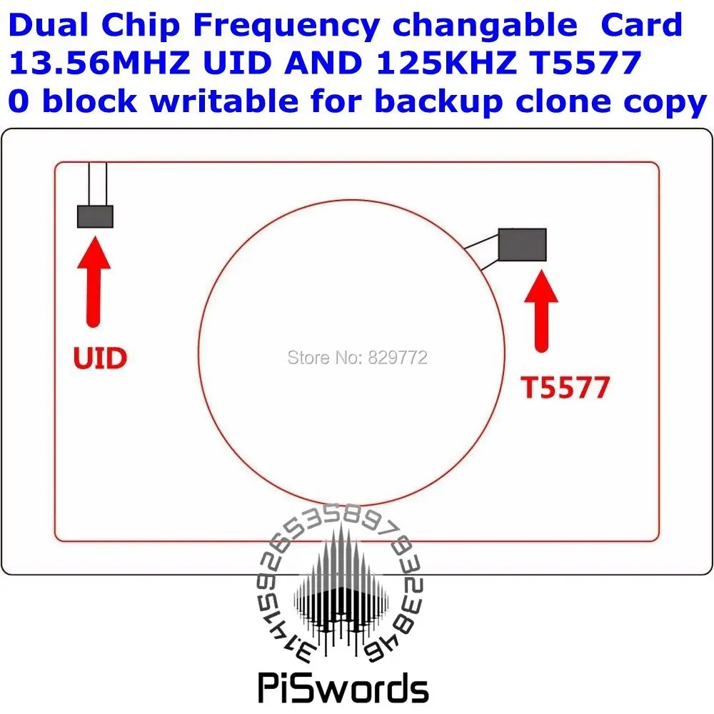 RFID карта с двумя чипами 13 56 МГц 1K UID и T5577 125 кГц|rfid 13|rfid 13.56mhzrfid 1k |