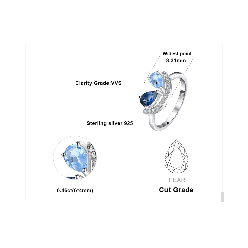 Jewelrypalace Fine1ct груша Природный Голубой Топаз Лондон топаз кольцо Speical 925 Серебряное