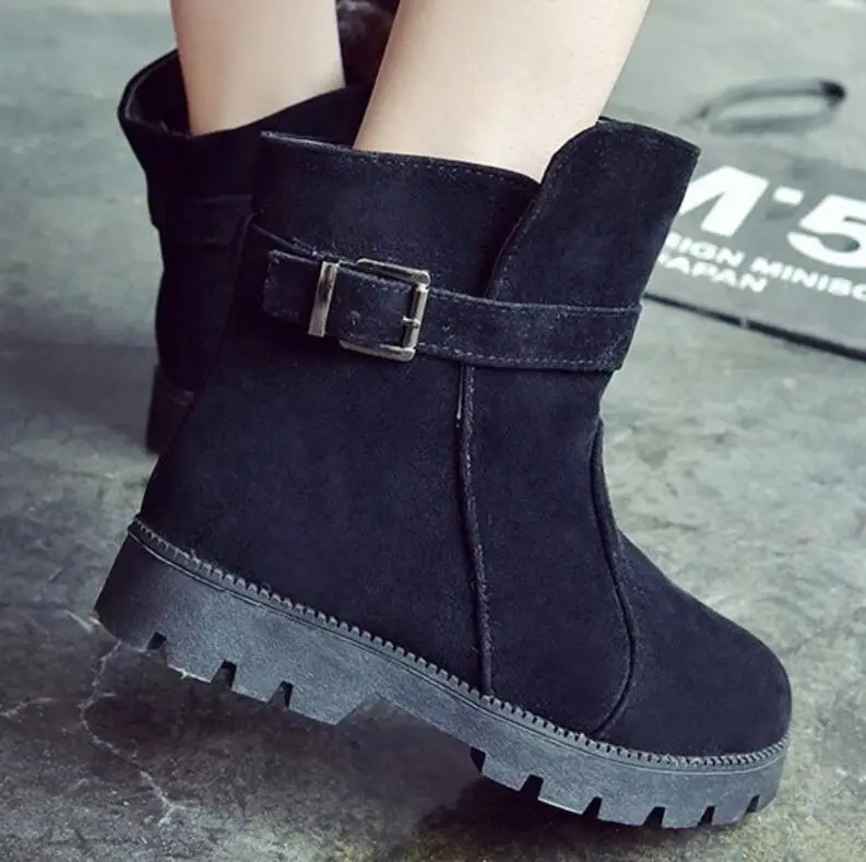 Женские ботильоны zapatos mujer Винтаж из искусственной замши Matin теплая женская обувь