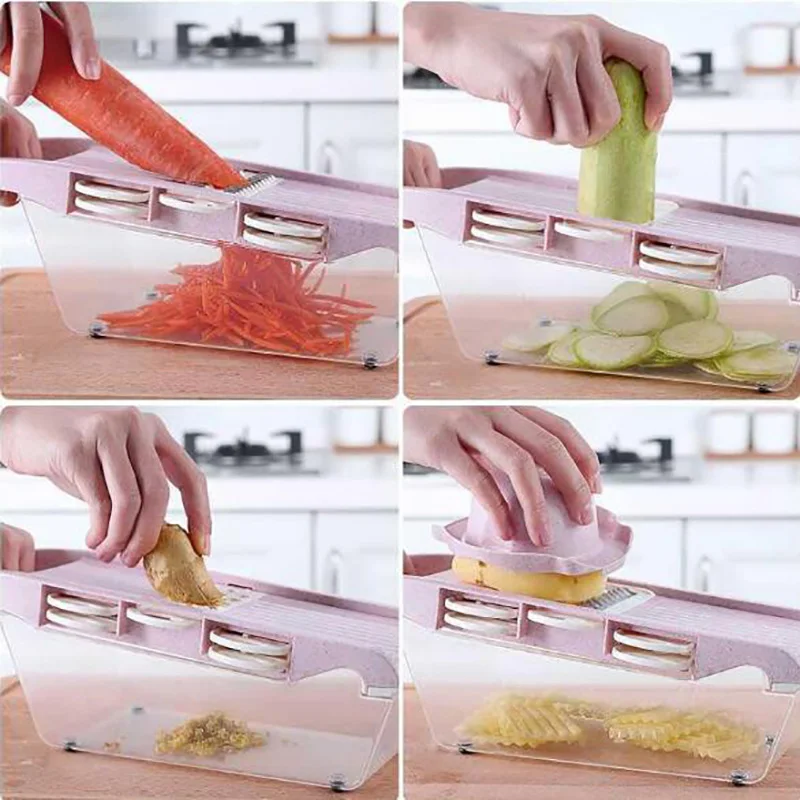 Multifunction Slicer Vegetable Cutter with Stainless Steel Blade Manual Potato Peeler Carrot Cheese Grater Dicer Kitchen Tool | Дом и сад