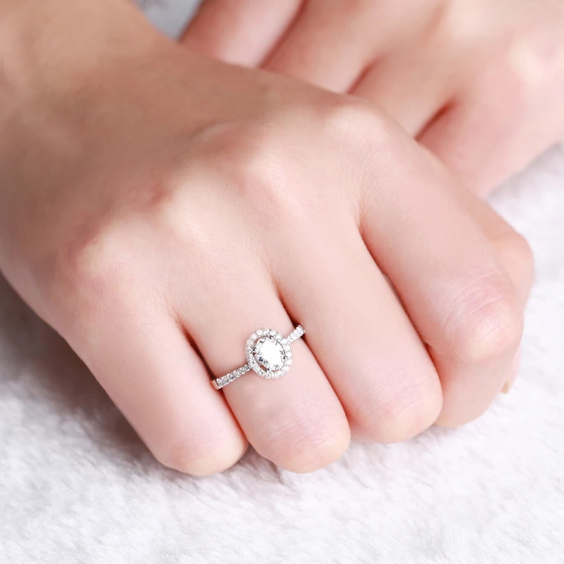 ZOCAI Винтаж sideston 0,6 CT натуральный H/SI овальной огранки плавающий HALO алмаз обручальное кольцо 18 к белое золото W03263
