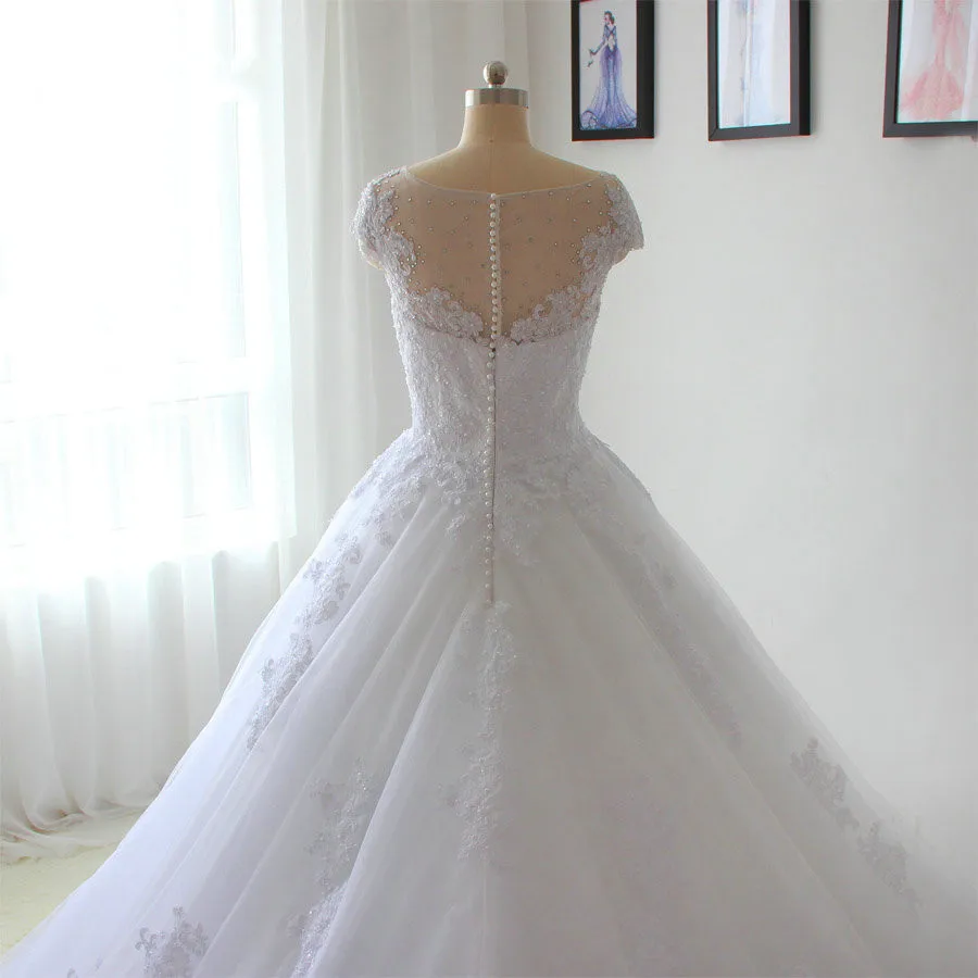 Свадебное платье с рукавами крылышками бальное Vestido De Noiva Princesa блестящее