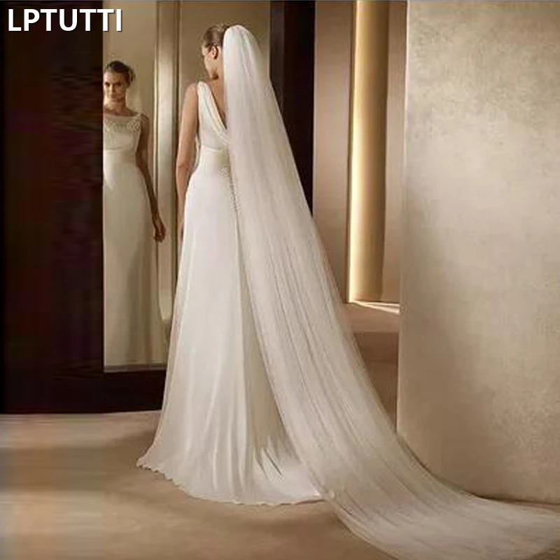 

LPTUTTI 3 M Soft Yarn New Mantilla Marry Headdress Accessories Long Cathedral Bridal Wedding Veil With Comb 1