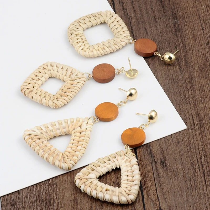 Свадебные деревянные пляжные соломенные плетеные квадратные богемные Висячие