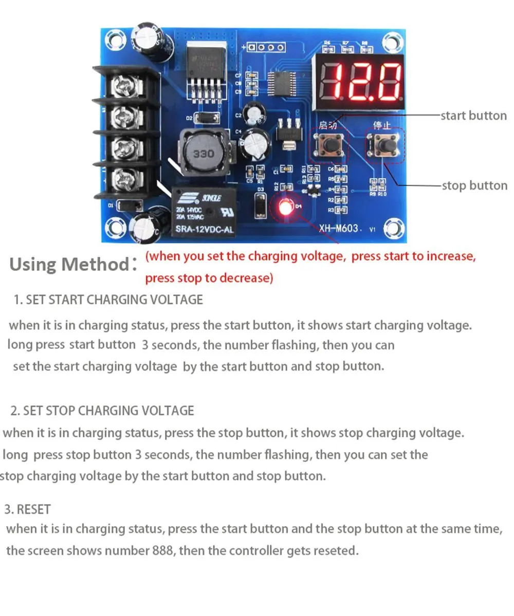 Модуль отсоединения низкого напряжения цифровой дисплей LVD реле вкл. ВЫКЛ.