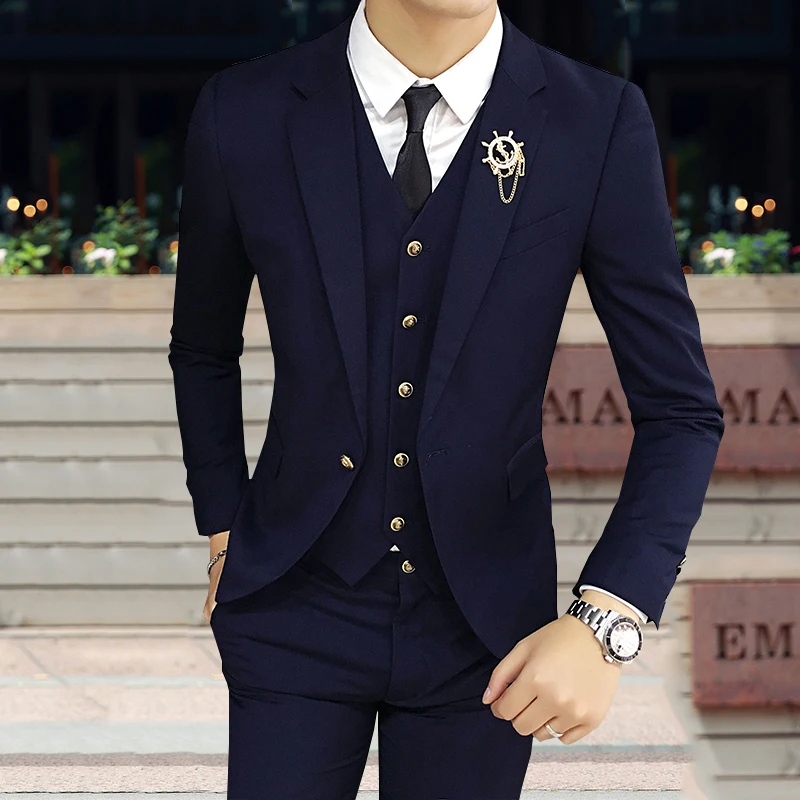 Брюки + куртка жилет мужские костюмы повседневные Костюмы маленький костюм