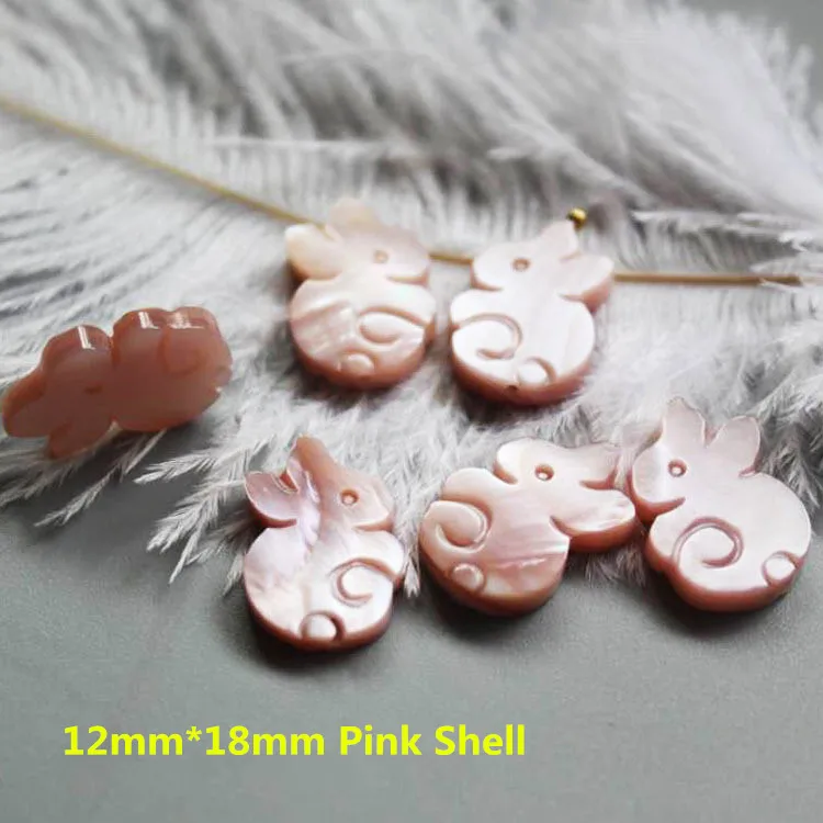 12x18mm pink shell 10 шт./лот 12x18 мм натуральный перламутр ракушка кролик бусины белый/розовый милый резной заяц шарик для DIY Шарм, изготовление украшений - Цвет: 12x18mm pink shell