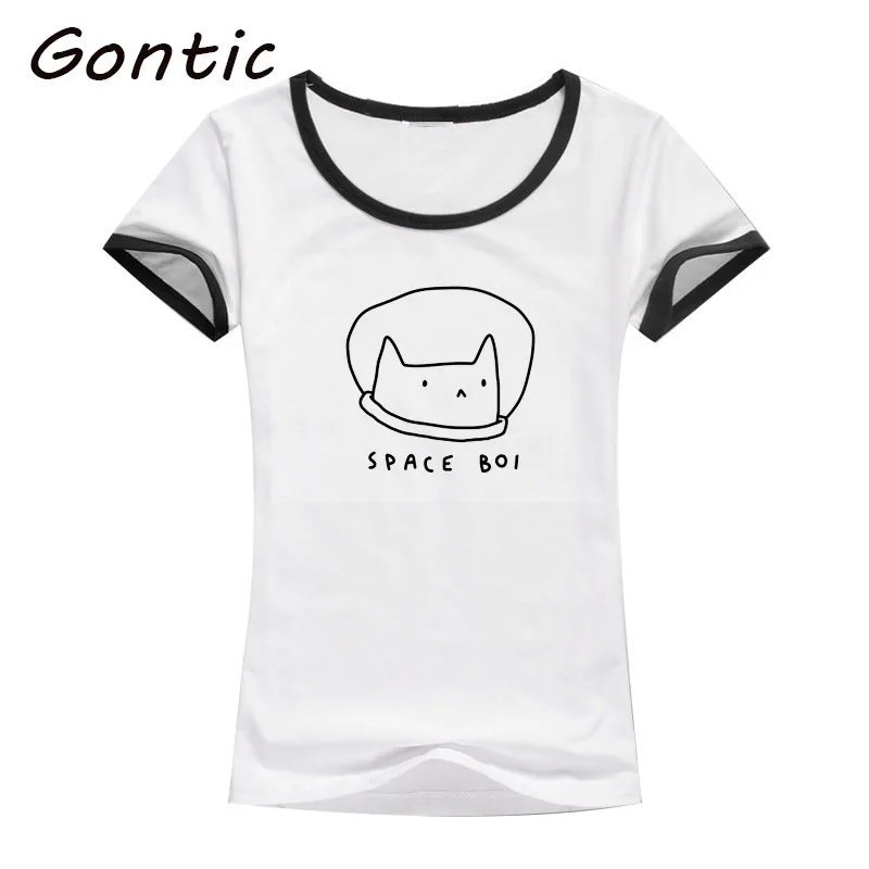 Летняя женская футболка Tumblr SPACE BOI Funny Feminist Vegan Boho винтажная белая уличная модная