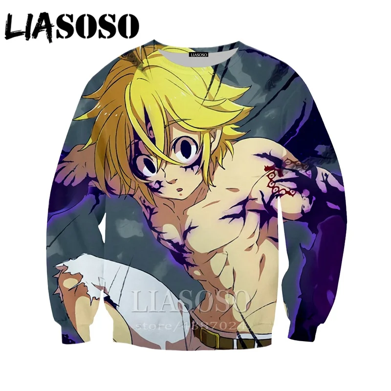 LIASOSO/женское аниме The Seven Deadly Sins Nanatsu no Taizai homme 3d принт веселое Harajuku мужская