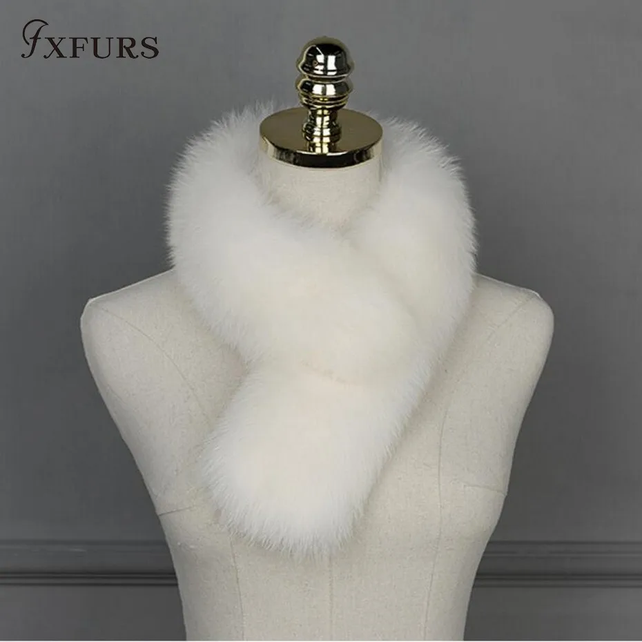 FXFURS бренд настоящий Лисий мех воротник шарф Женская шаль обертывания Болеро шеи Теплый черный палантин кольцо шарф с зажимом