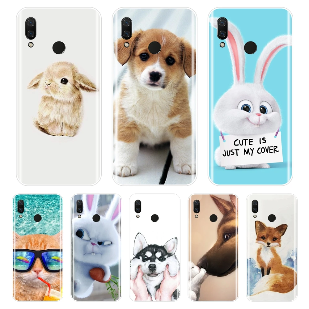 Милый чехол для телефона с рисунком в виде животного Huawei Nova 2i 3 3i 3E 2 Lite Plus