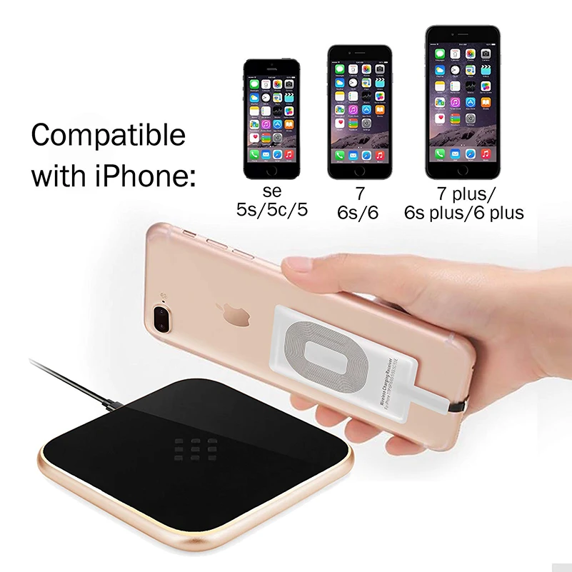 Ультратонкий Стандартный беспроводной приемник Qi для зарядки адаптер iPhone 5 5S 5C SE 6